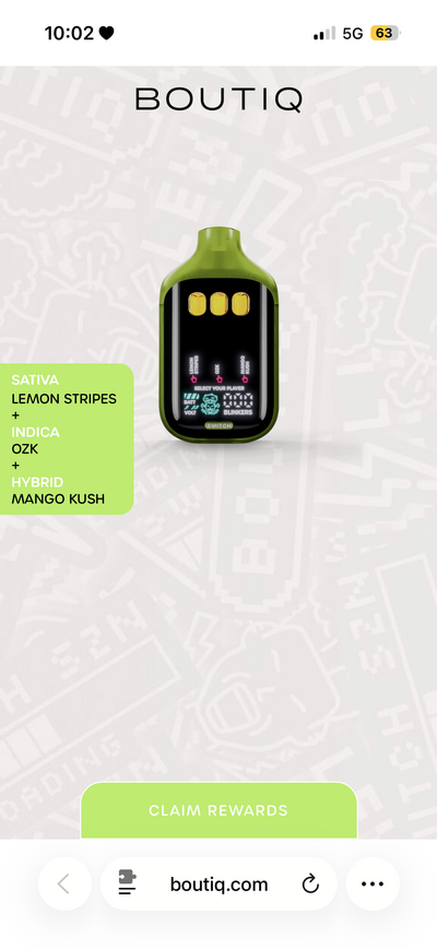 Premium THC Disposables Menu